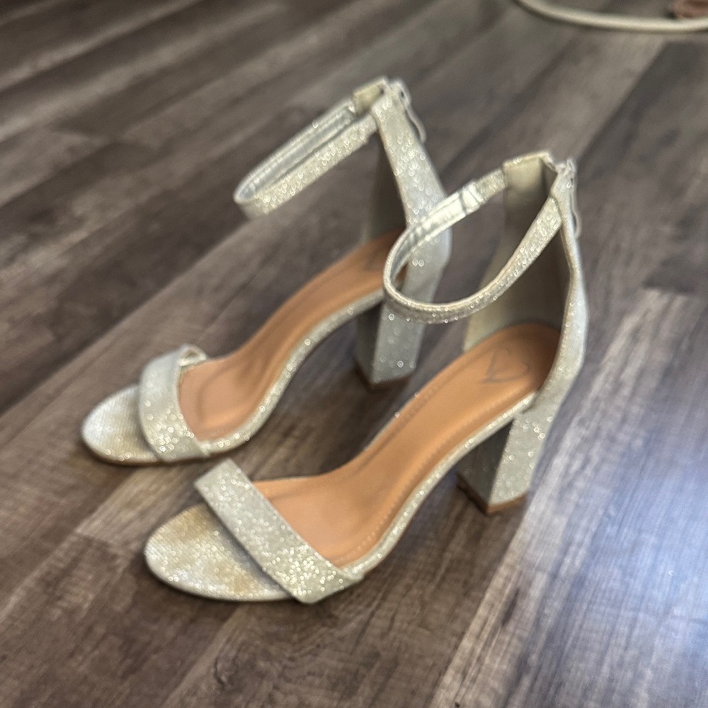 Windsor Shimmering Silver Block Heels